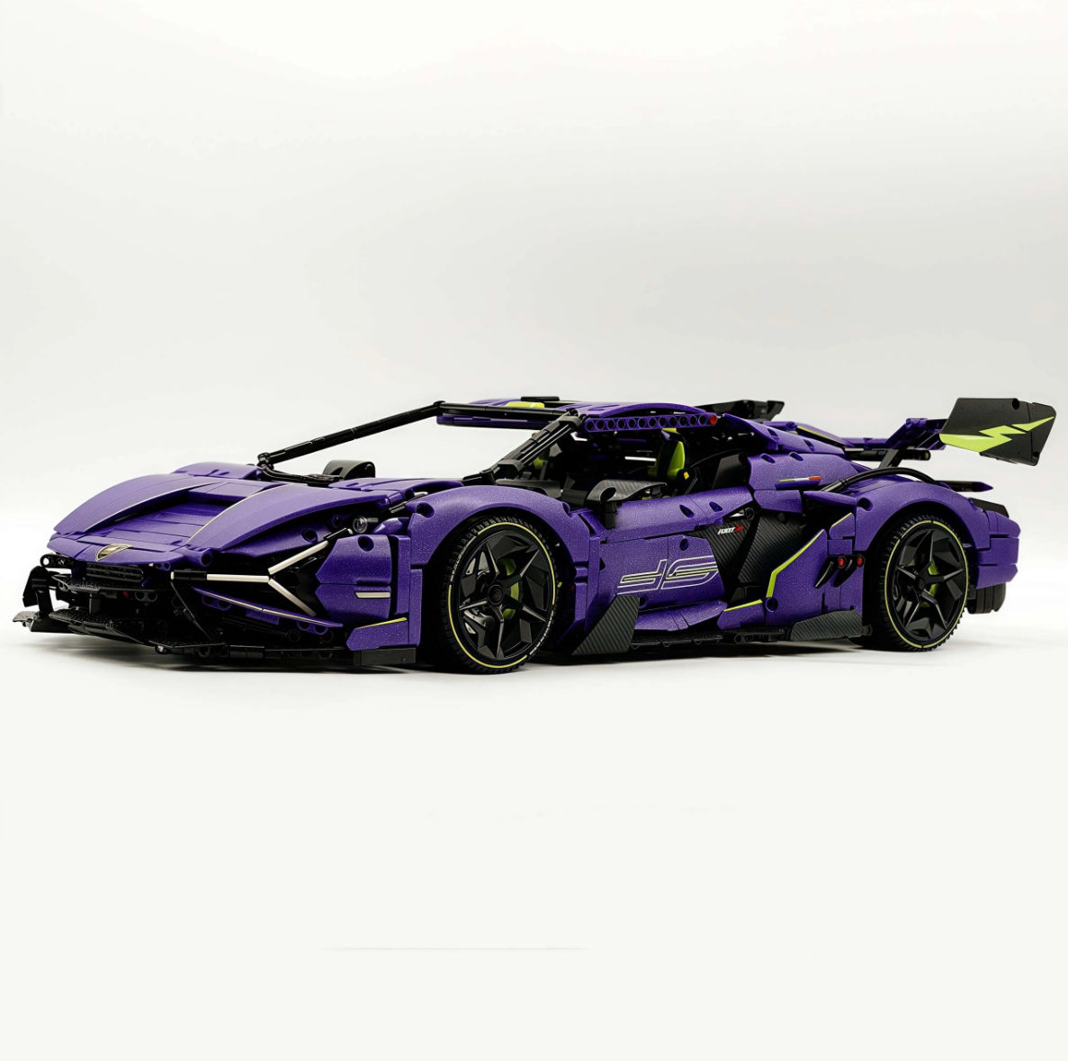 1:8 scale purple Lambo supercar with custom starry sky finish (3654 pieces)