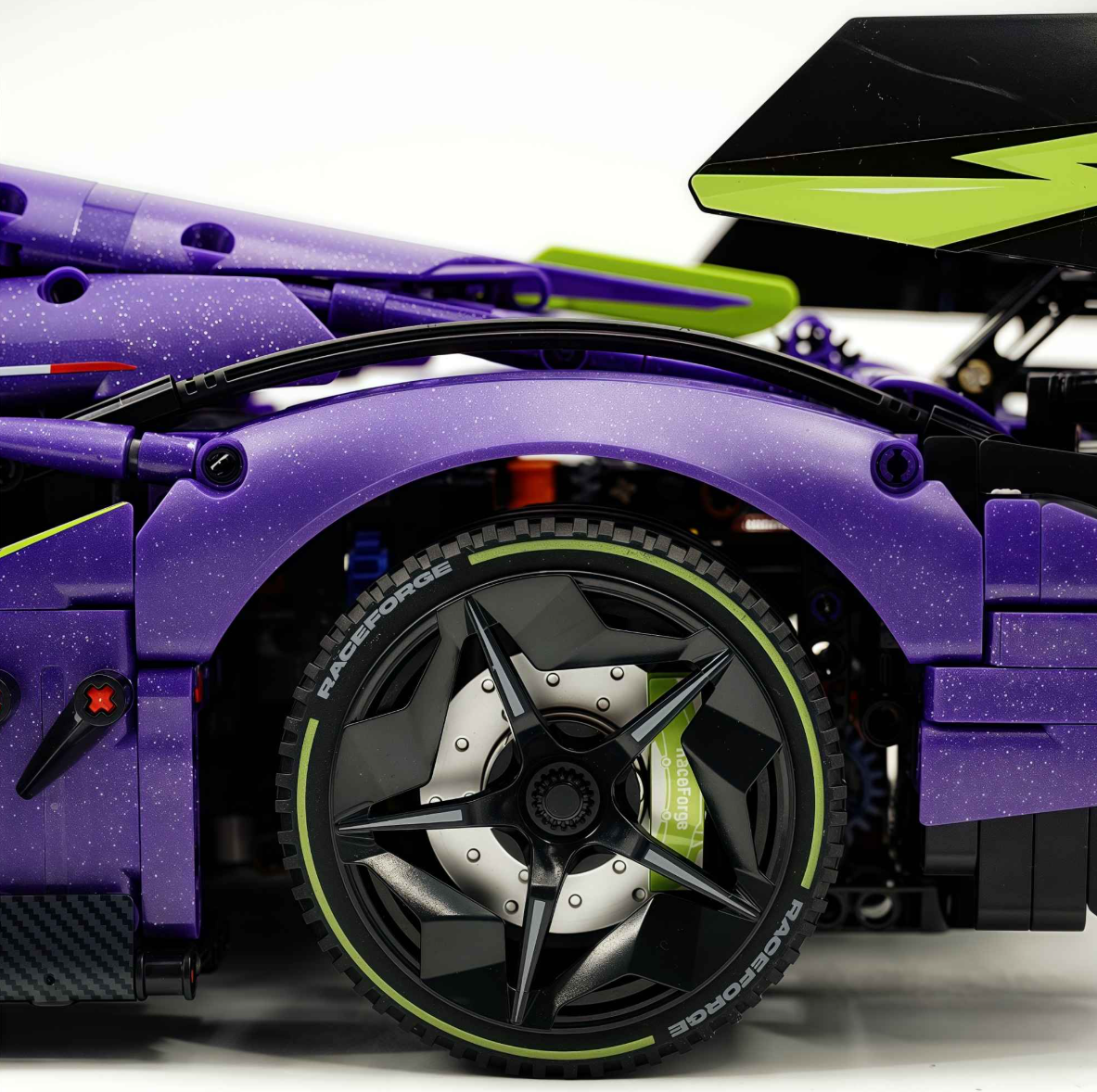 1:8 scale purple Lambo supercar with custom starry sky finish (3654 pieces)