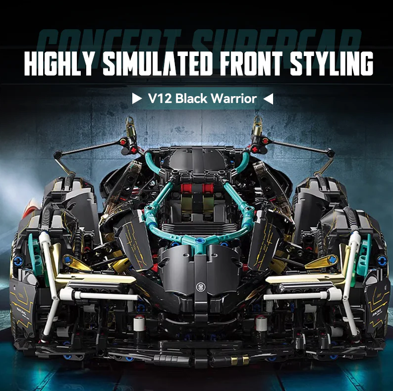 1:8 Lambo V12 Vision GT, Cyberpunk-style electrically retractable cockpit (2472 pieces)
