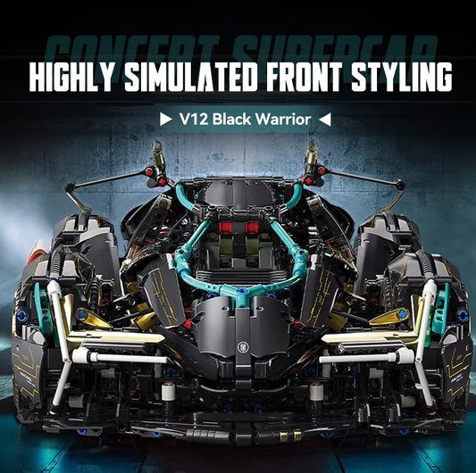 1:8 Lambo V12 Vision GT, Cyberpunk-style electrically retractable cockpit (2472 pieces)