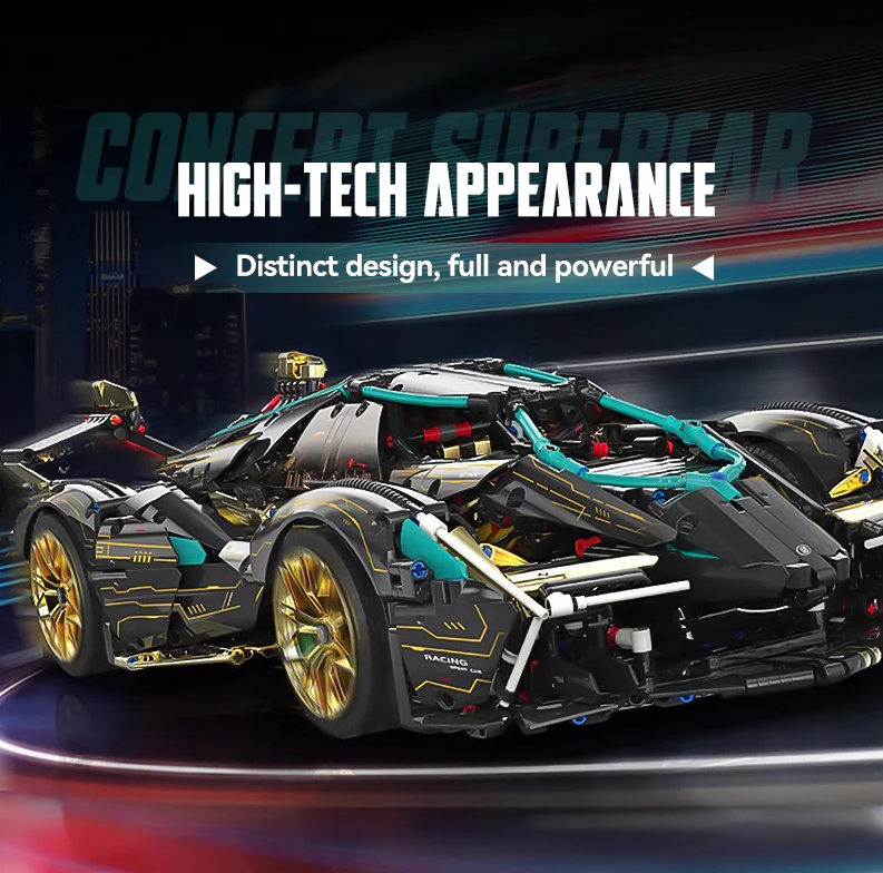 1:8 Lambo V12 Vision GT, Cyberpunk-style electrically retractable cockpit (2472 pieces)