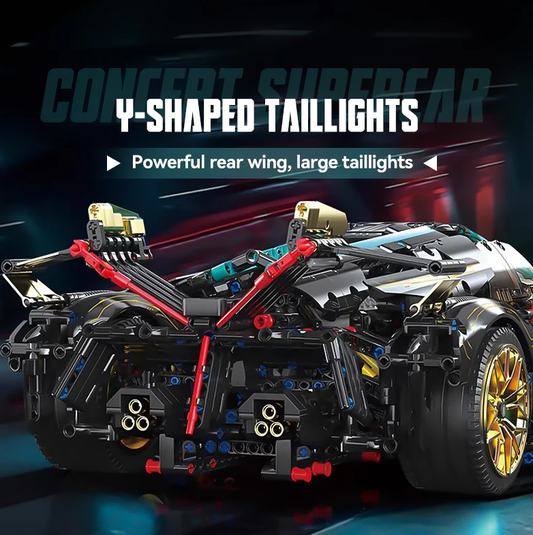 1:8 Lambo V12 Vision GT, Cyberpunk-style electrically retractable cockpit (2472 pieces)