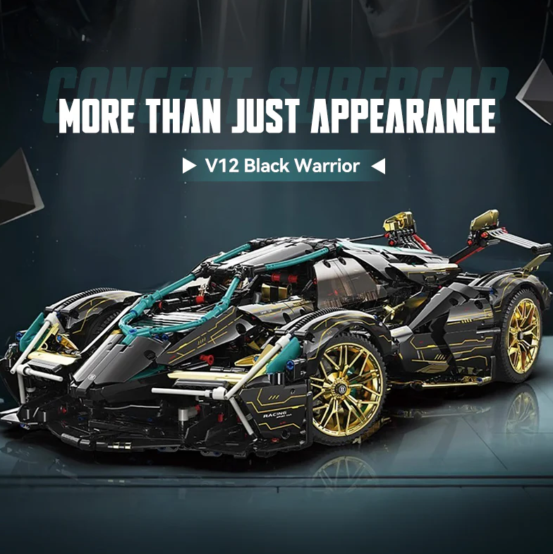1:8 Lambo V12 Vision GT, Cyberpunk-style electrically retractable cockpit (2472 pieces)