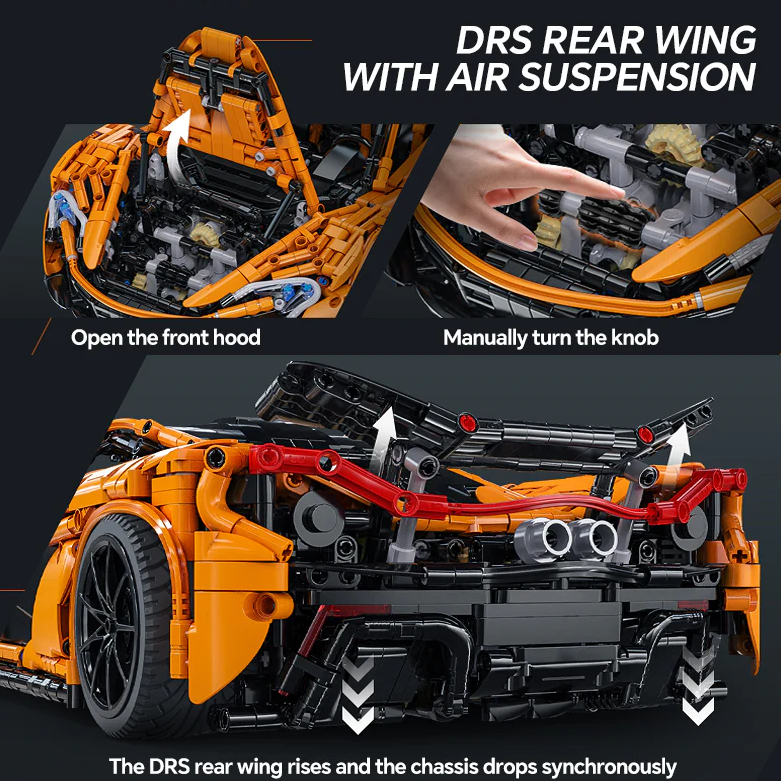1:8 M1 building kit, rear wing linked air suspension, butterfly doors, without remote control (3617 pieces)