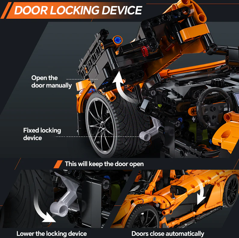 1:8 M1 building kit, rear wing linked air suspension, butterfly doors, without remote control (3617 pieces)