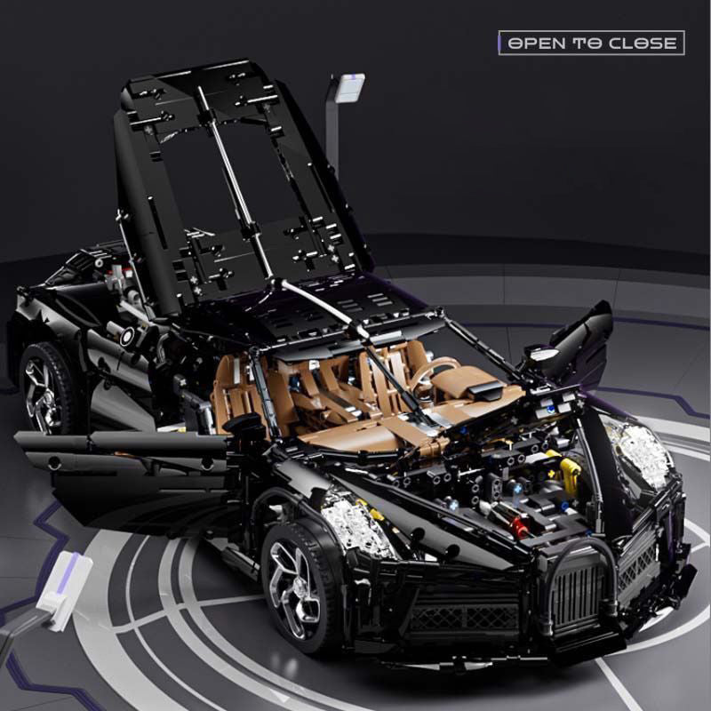 La Voiture Noire 1:8 scale building set with remote control, electric lift chassis, and electric doors (4688 pieces)