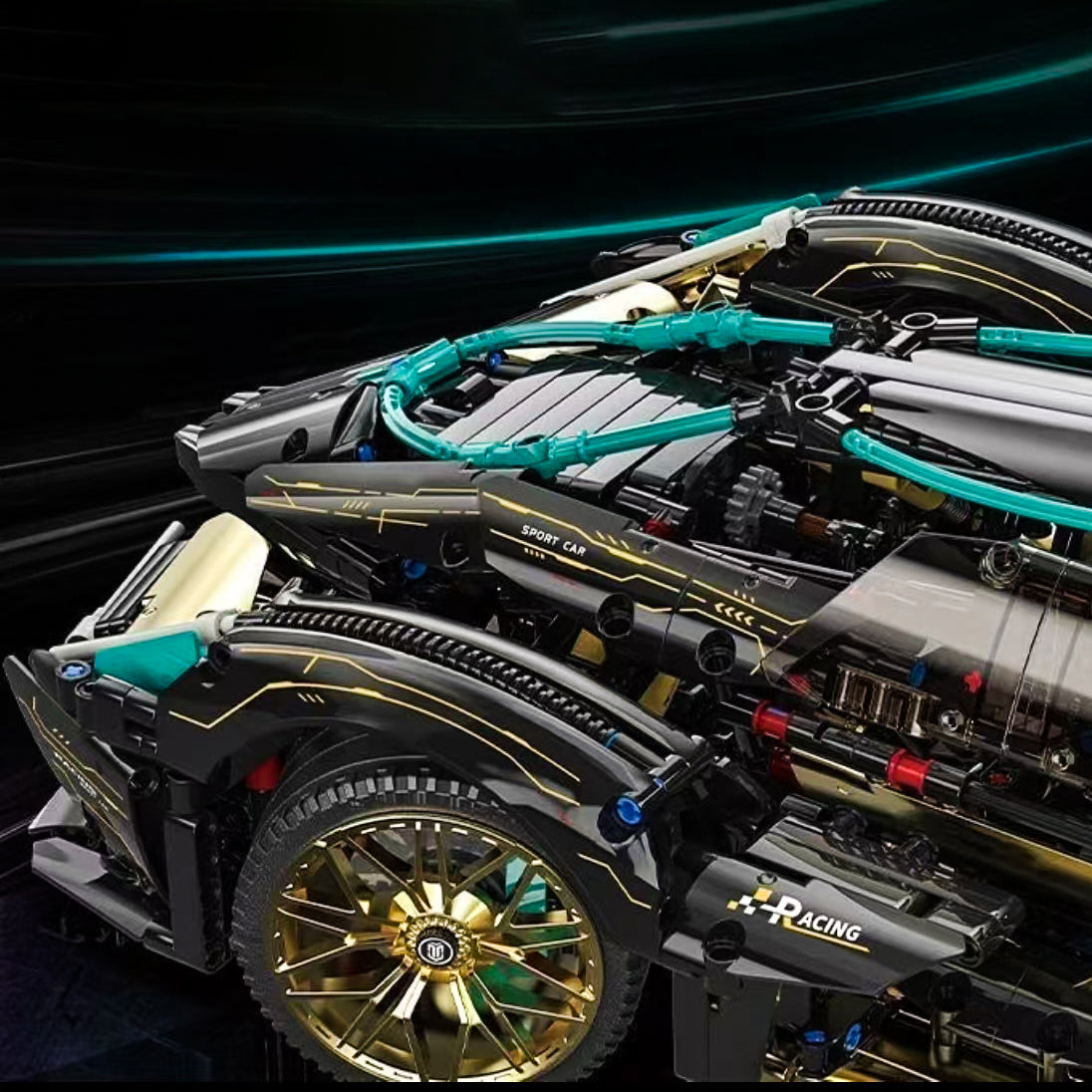 1:8 Lambo V12 Vision GT, Cyberpunk-style electrically retractable cockpit (2472 pieces)