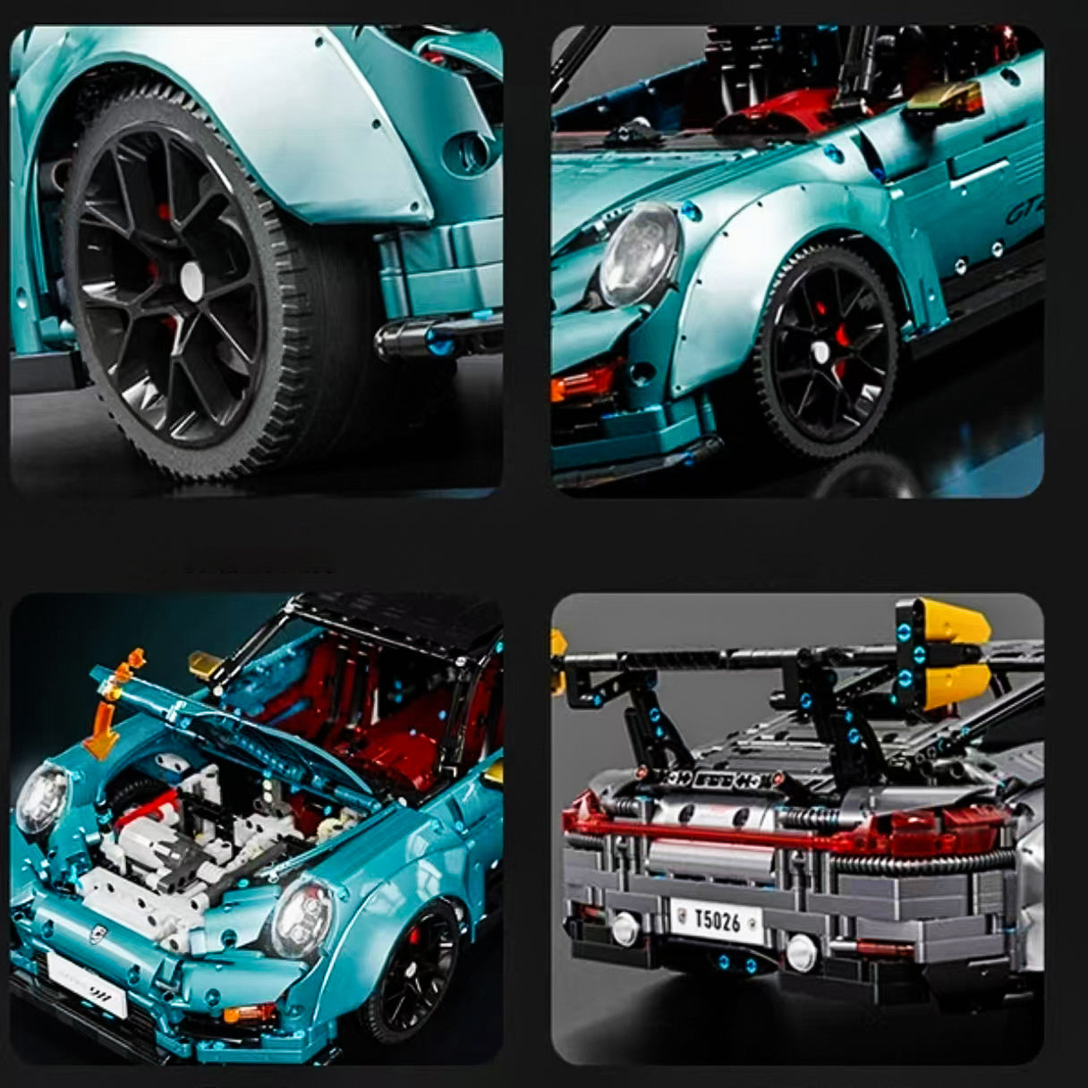 1:8 blue GT2 RS supercar building block model (3389 pieces)
