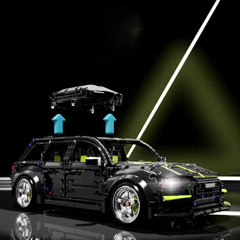 1：10 RS6 Black Warrior Set, High Detail Restoration, Travel SUV, Removable Roof Storage Box (2896 pieces