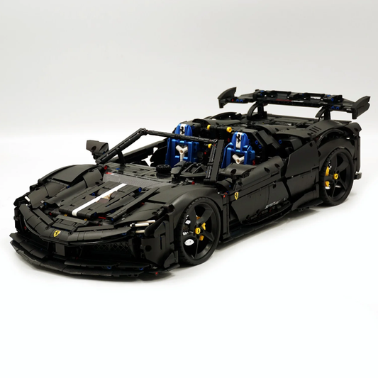 1:8 SF90 building block supercar custom classic matte black paint (3982 pieces)