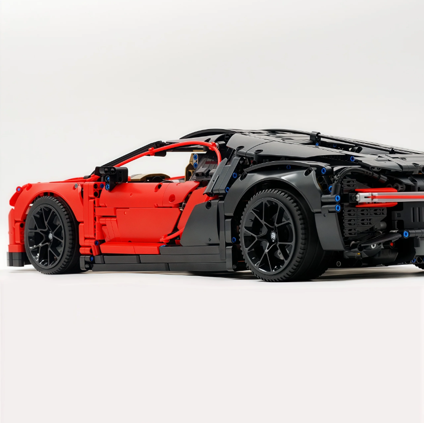1:8 Chiron, custom modified building block supercar, yellow/red/blue/gray (4031 PCS)