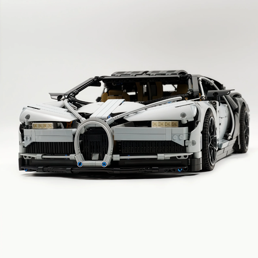1:8 Chiron, custom modified building block supercar, yellow/red/blue/gray (4031 PCS)