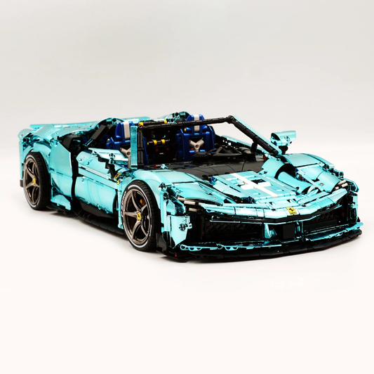 1:8 SF90XX building set, custom Tiffany Blue electroplated brick supercar (3982 pieces)