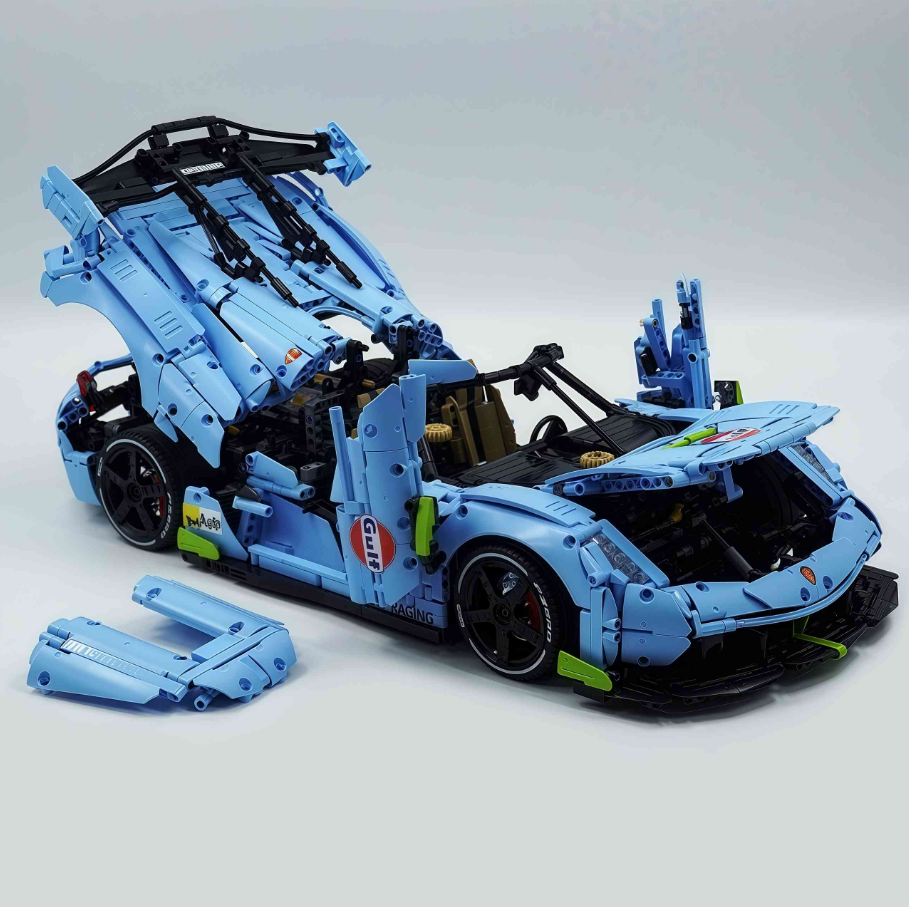 1:8 JESKO, custom Gulf Blue/Black/Orange limited edition building block supercar (4346 pieces)