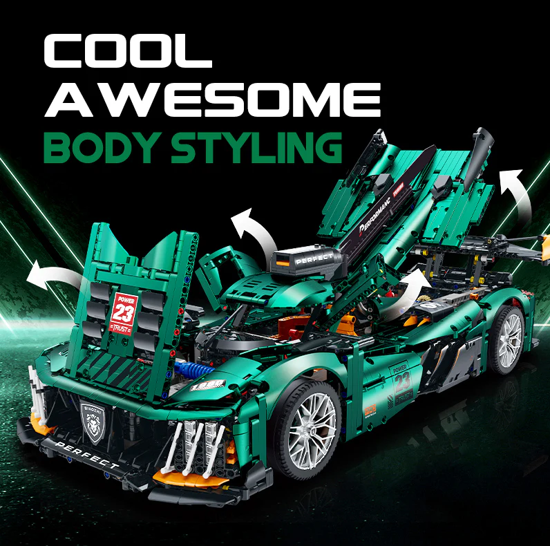 1:8 Le Mans building block supercar model (3746 pieces)