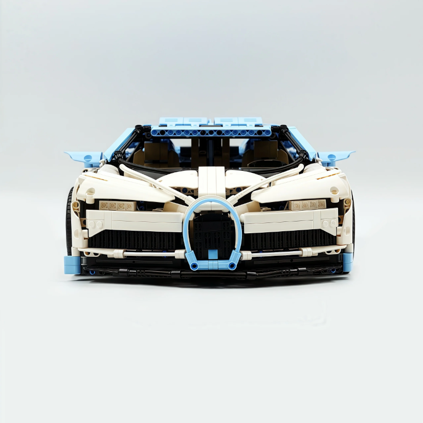1:8 Chiron, custom modified building block supercar, yellow/red/blue/gray (4031 PCS)