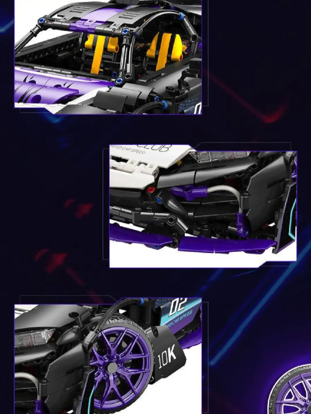 1:10 purple AMG ONE building block supercar, detailed reproduction, cost-effective choice (2244 pieces)