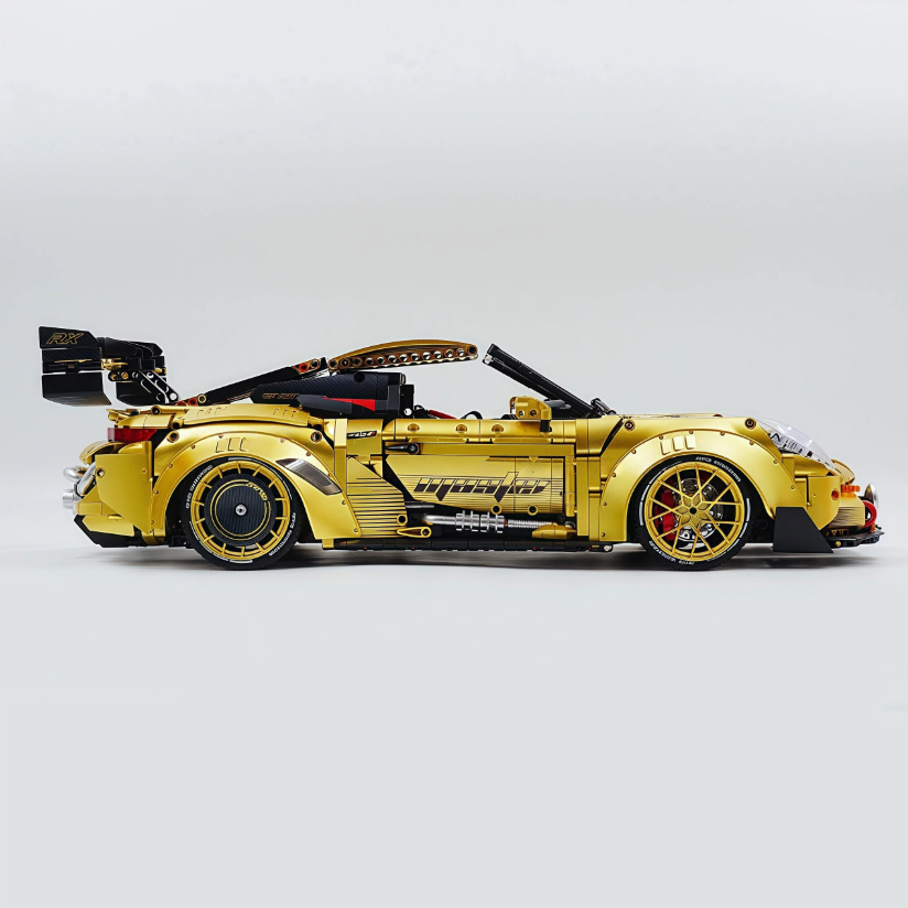 1:8 GT3 RS Gold Concept Car | Building Block Supercar, 3824 pieces