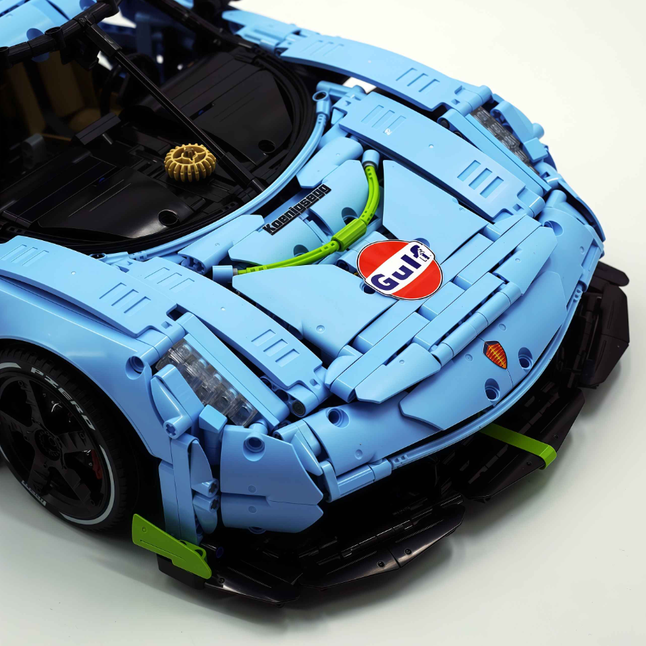 1:8 JESKO, custom Gulf Blue/Black/Orange limited edition building block supercar (4346 pieces)