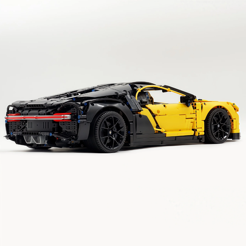 1:8 Chiron, custom modified building block supercar, yellow/red/blue/gray (4031 PCS)