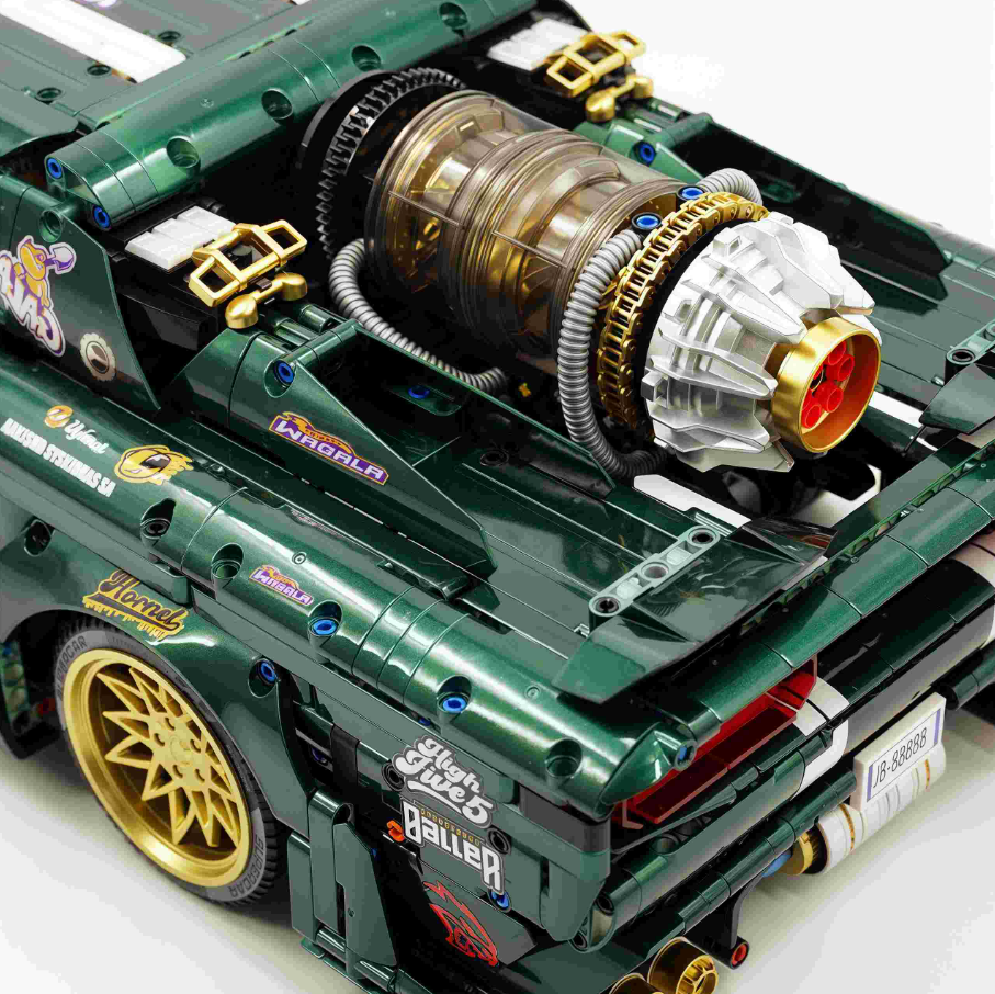 1:8 Challenger building block supercar black/green/purple/red (3751 pieces)