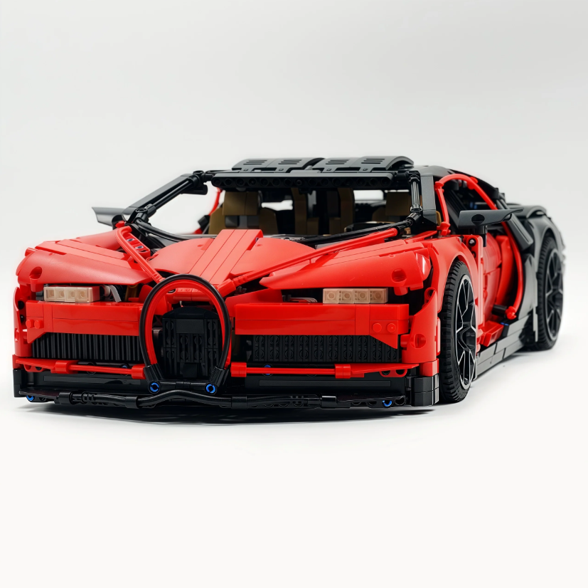 1:8 Chiron, custom modified building block supercar, yellow/red/blue/gray (4031 PCS)