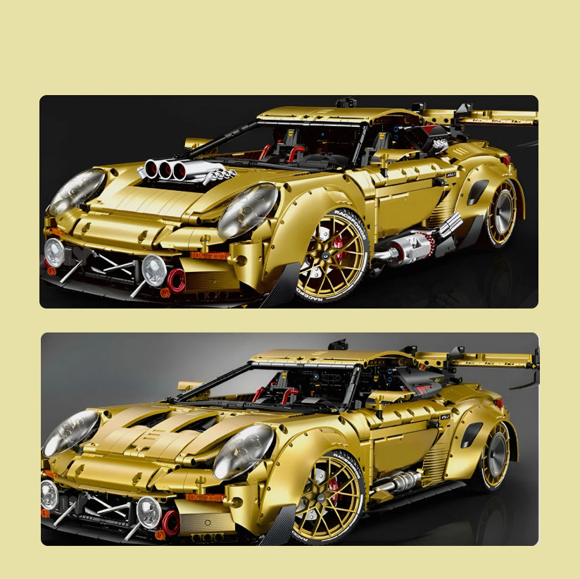 1:8 GT3 RS Gold Concept Car | Building Block Supercar, 3824 pieces