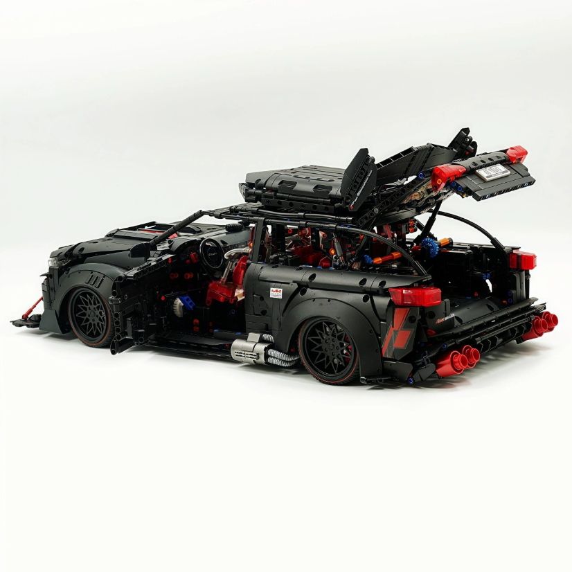 1:8 RS6 Quattro Widebody Station Wagon Matte Black Brick Supercar | 4189+ pieces