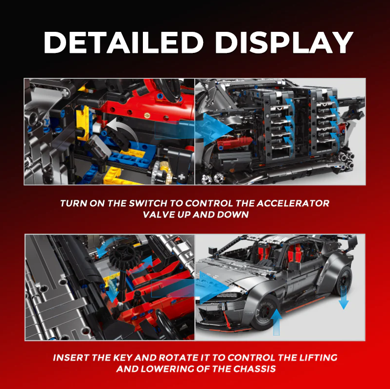 1:8 Supra Building Kit, Static Version of the Brick Supercar (4399 pieces)