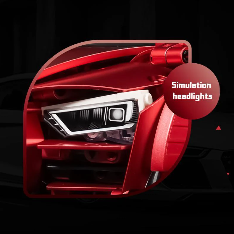 Building Block Supercar R8 Red Beast, Big Rear Wing (2641 pieces)