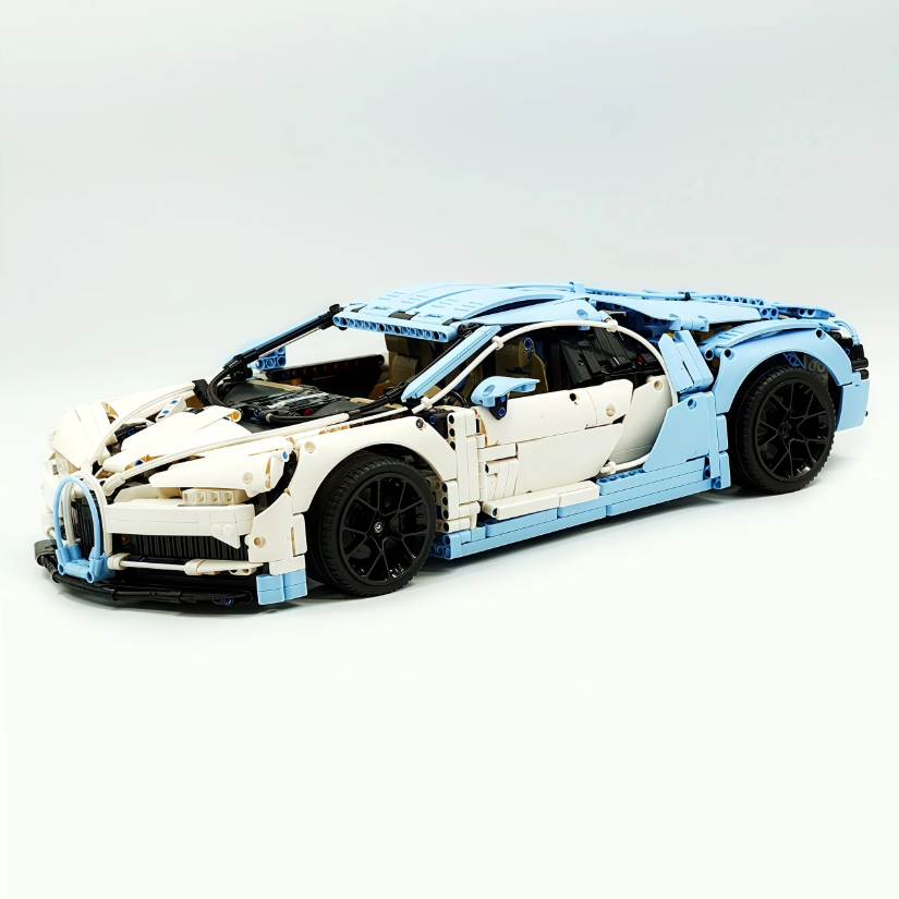 1:8 Chiron, custom modified building block supercar, yellow/red/blue/gray (4031 PCS)
