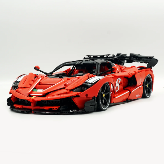1:8 FXXK EVO custom modification, classic red, oversized rear wing (4739 pieces)