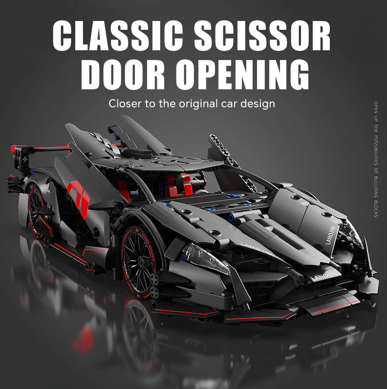 1:14 Lambo Red Sports Car Dark Night Building Set, Boys' and Teenagers' Collectible Model! (1056 pieces)