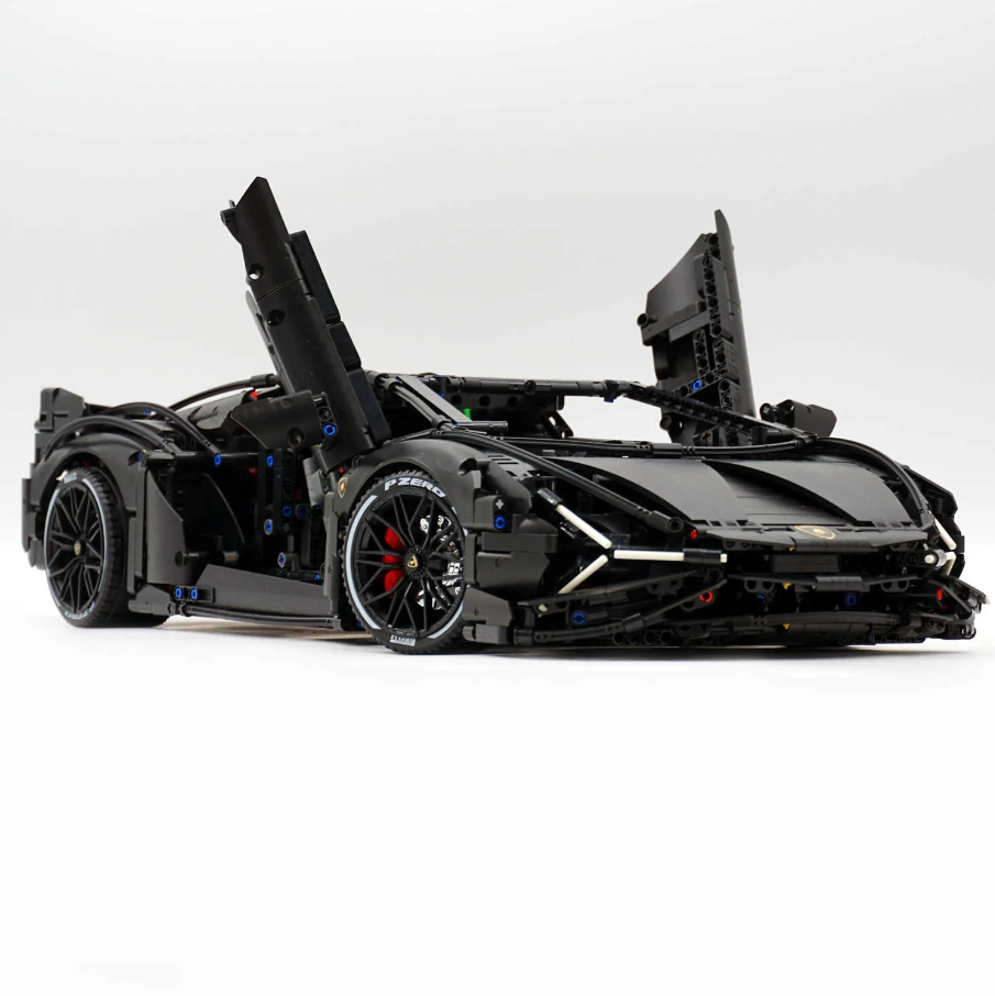 1:8 Lamborghini Sian Black Special Edition Building Block Supercar (3696 PCS)