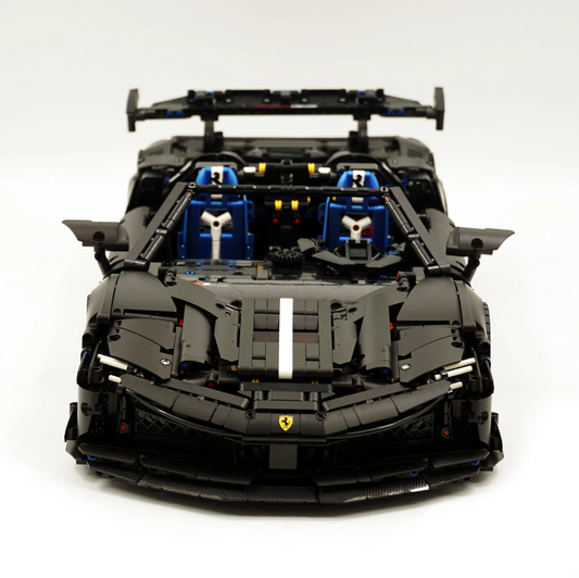 1:8 SF90 building block supercar custom classic matte black paint (3982 pieces)