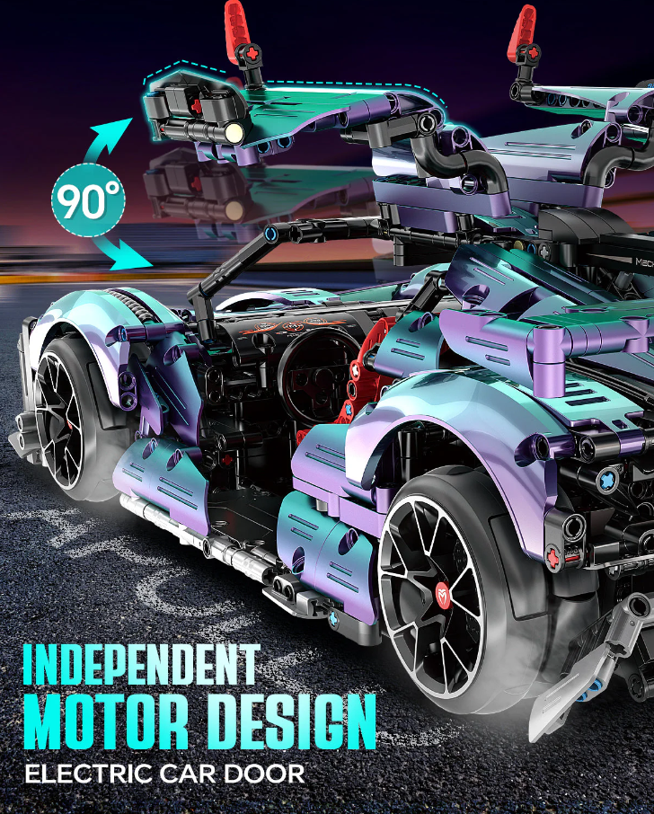 1:10 Apollo Super Electroplated Sports Car, Remote Control Drift, Electric Gull-wing Doors, 2036 Pieces