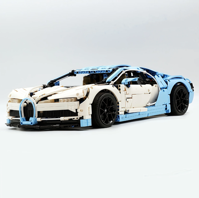 1:8 Chiron, custom modified building block supercar, yellow/red/blue/gray (4031 PCS)