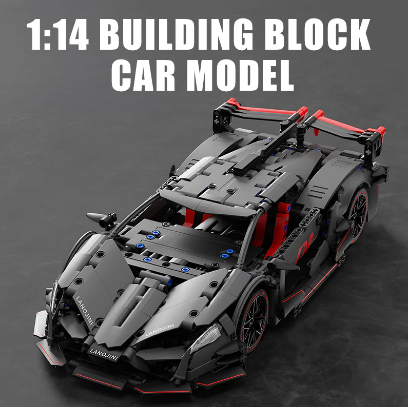 1:14 Lambo Red Sports Car Dark Night Building Set, Boys' and Teenagers' Collectible Model! (1056 pieces)