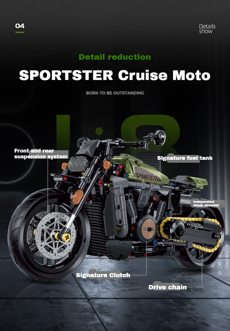 1:8 Cruiser Motorcycle (634 pieces)