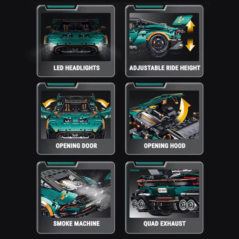 1:8 Martin Vulcan British Racing Icon Building Block Supercar | 3794+ pieces