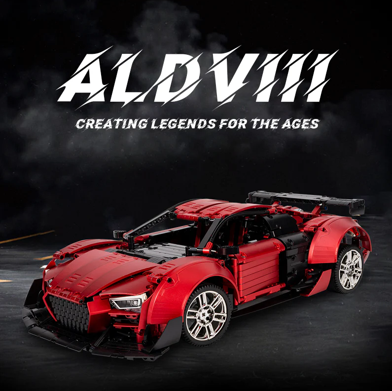 Building Block Supercar R8 Red Beast, Big Rear Wing (2641 pieces)