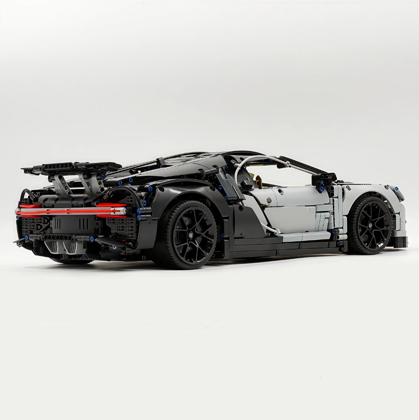 1:8 Chiron, custom modified building block supercar, yellow/red/blue/gray (4031 PCS)