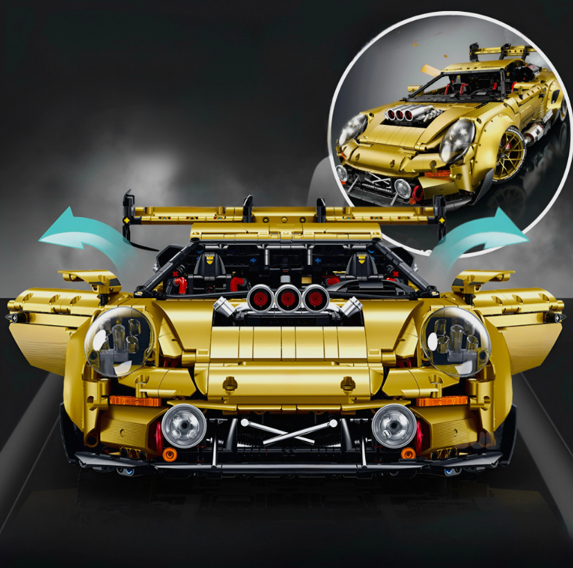 1:8 GT3 RS Gold Concept Car | Building Block Supercar, 3824 pieces