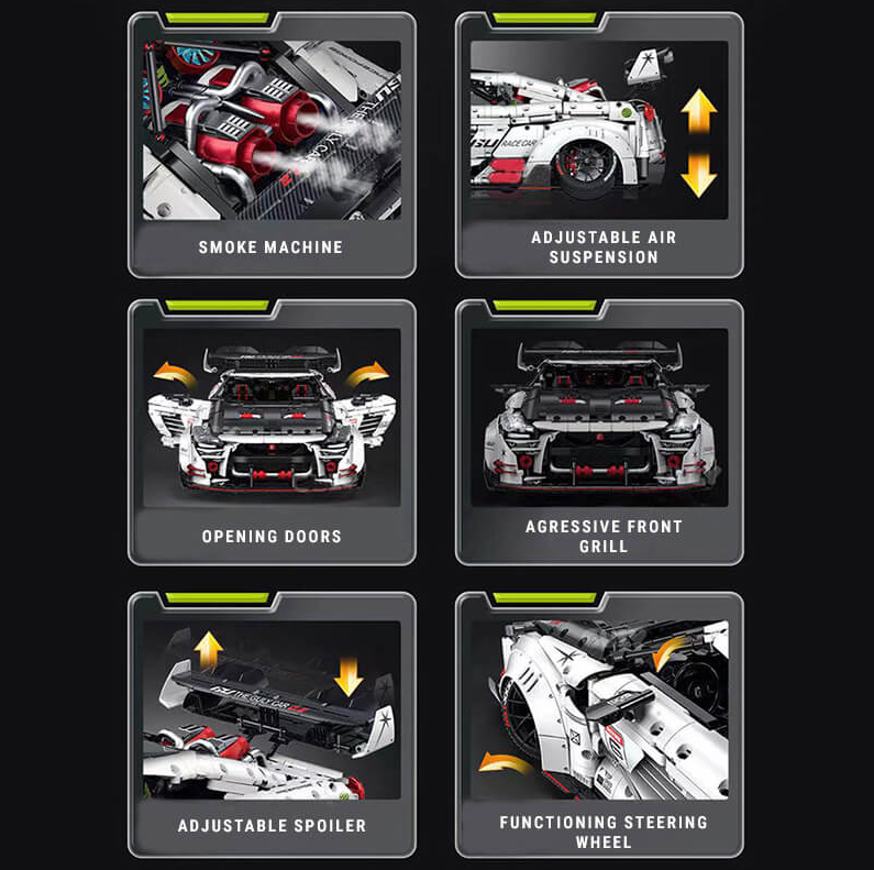 1:8 GT-R R35 Widebody Edition Electroplated Beast Building Block Supercar 3939+ pieces