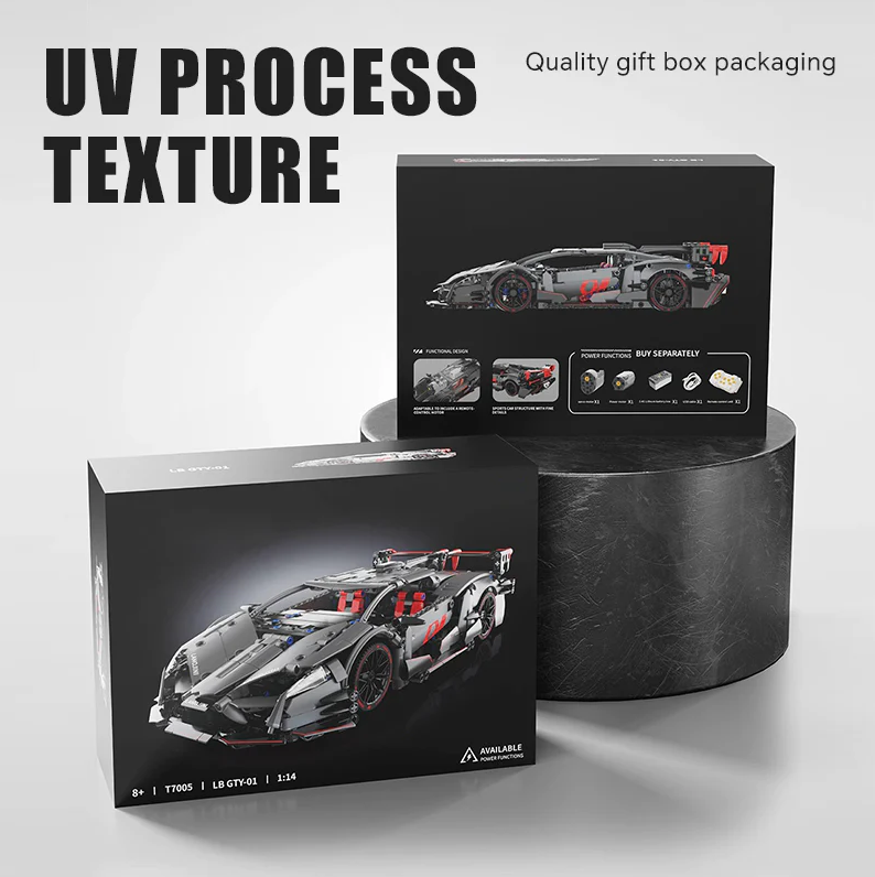 1:14 Lambo Red Sports Car Dark Night Building Set, Boys' and Teenagers' Collectible Model! (1056 pieces)