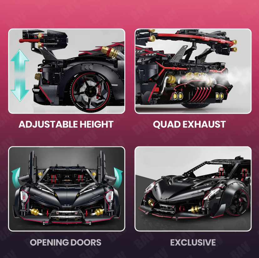 1:8 Lambo Veneno Limited Edition Obsidian V12 Supercar 64cm 3809 pieces