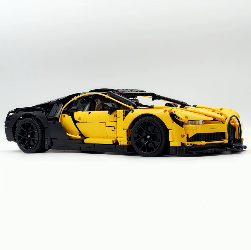 1:8 Chiron, custom modified building block supercar, yellow/red/blue/gray (4031 PCS)