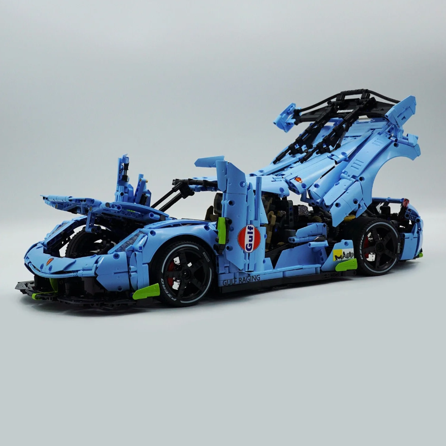 1:8 JESKO, custom Gulf Blue/Black/Orange limited edition building block supercar (4346 pieces)