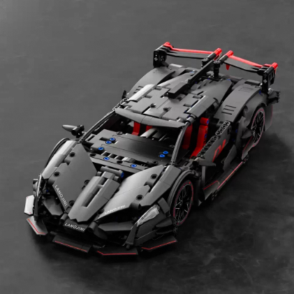 1:14 Lambo Red Sports Car Dark Night Building Set, Boys' and Teenagers' Collectible Model! (1056 pieces)