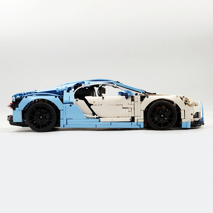 1:8 Chiron, custom modified building block supercar, yellow/red/blue/gray (4031 PCS)